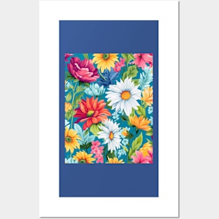 Bright Summer Flowers Pattern 3 Posters and Art